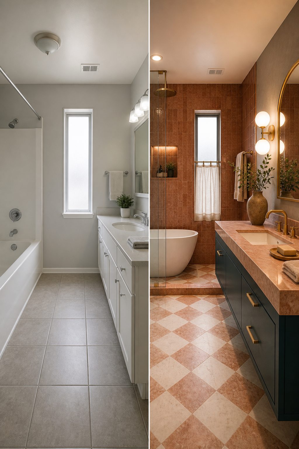 Bathroom, bold terracotta