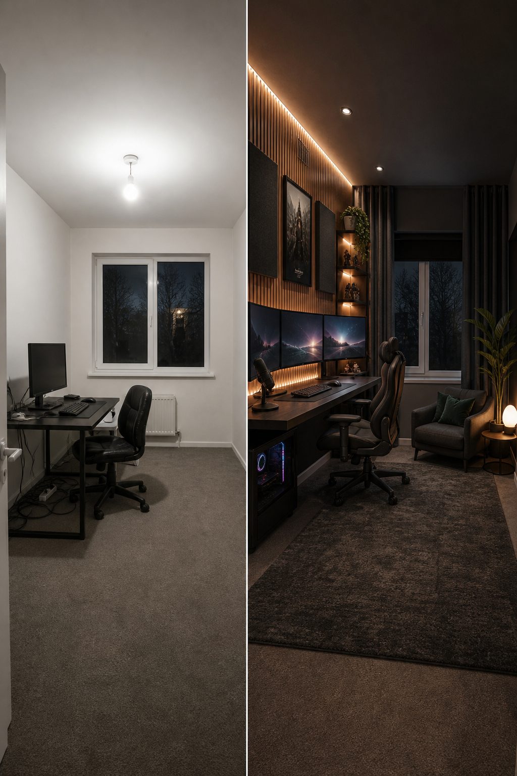 Gaming room, dark modern