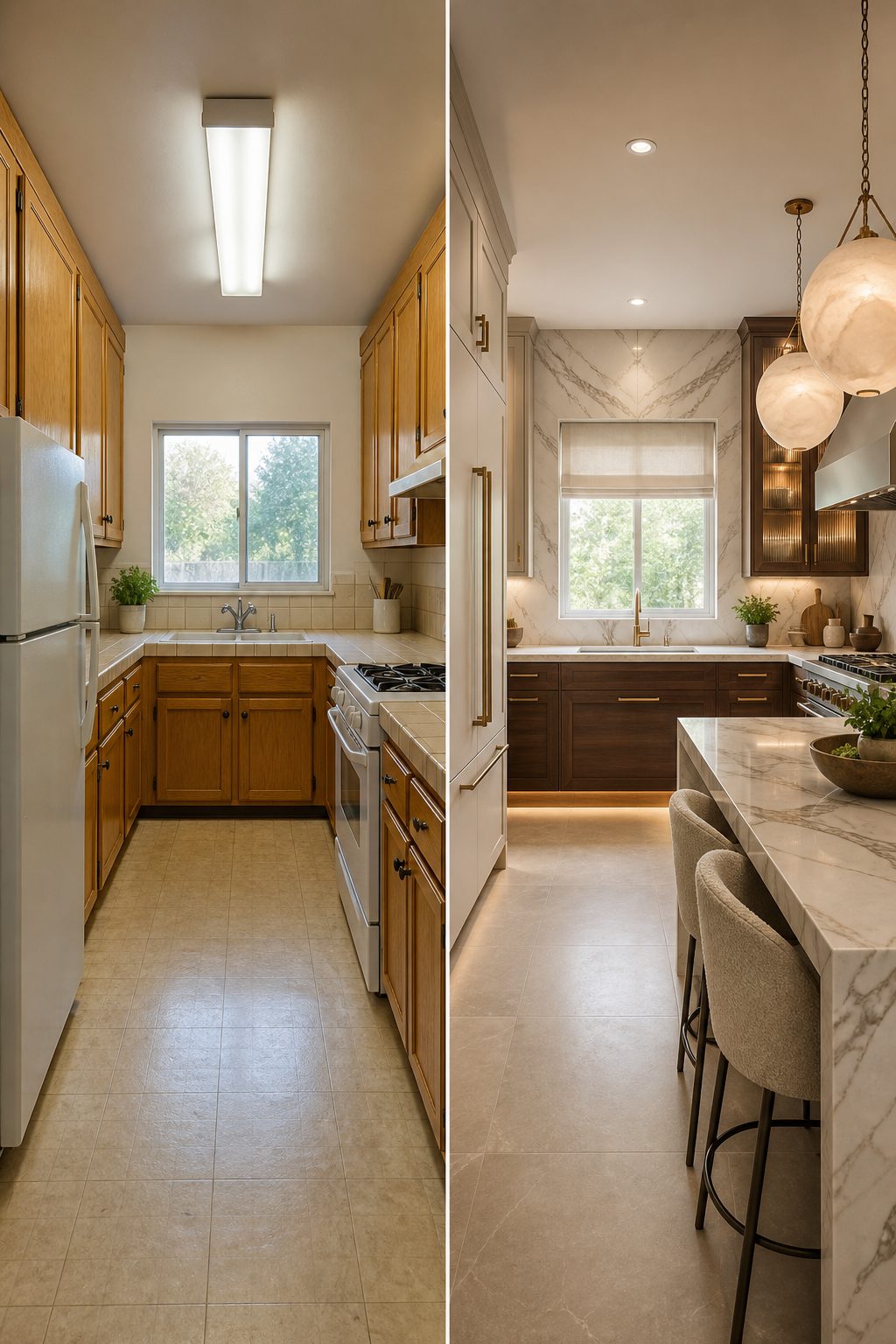 Kitchen, modern wood and marble