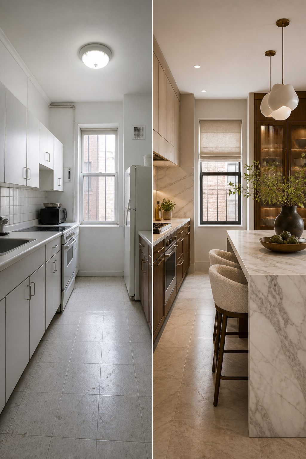 Kitchen, warm modern brass