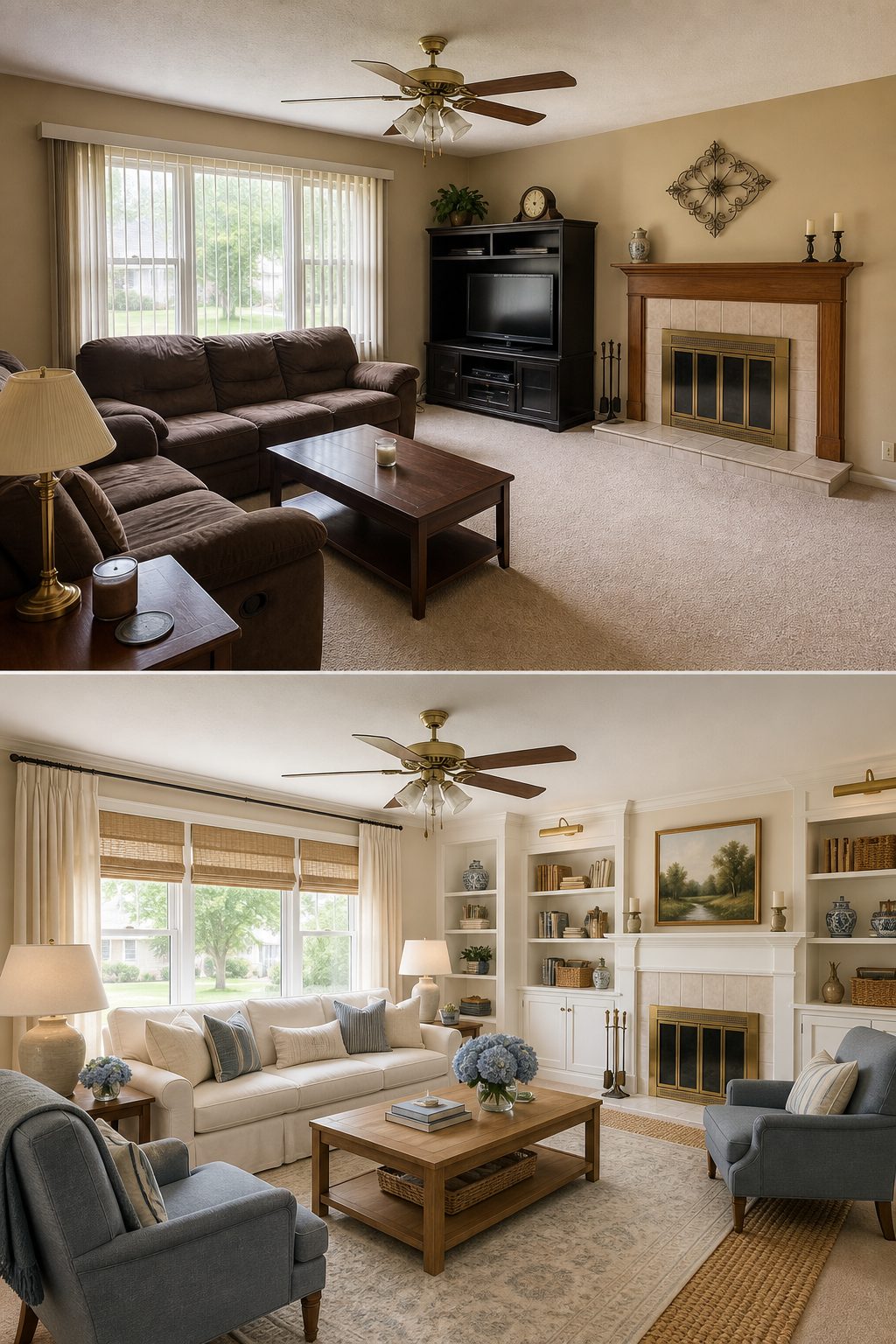 Living room, coastal traditional