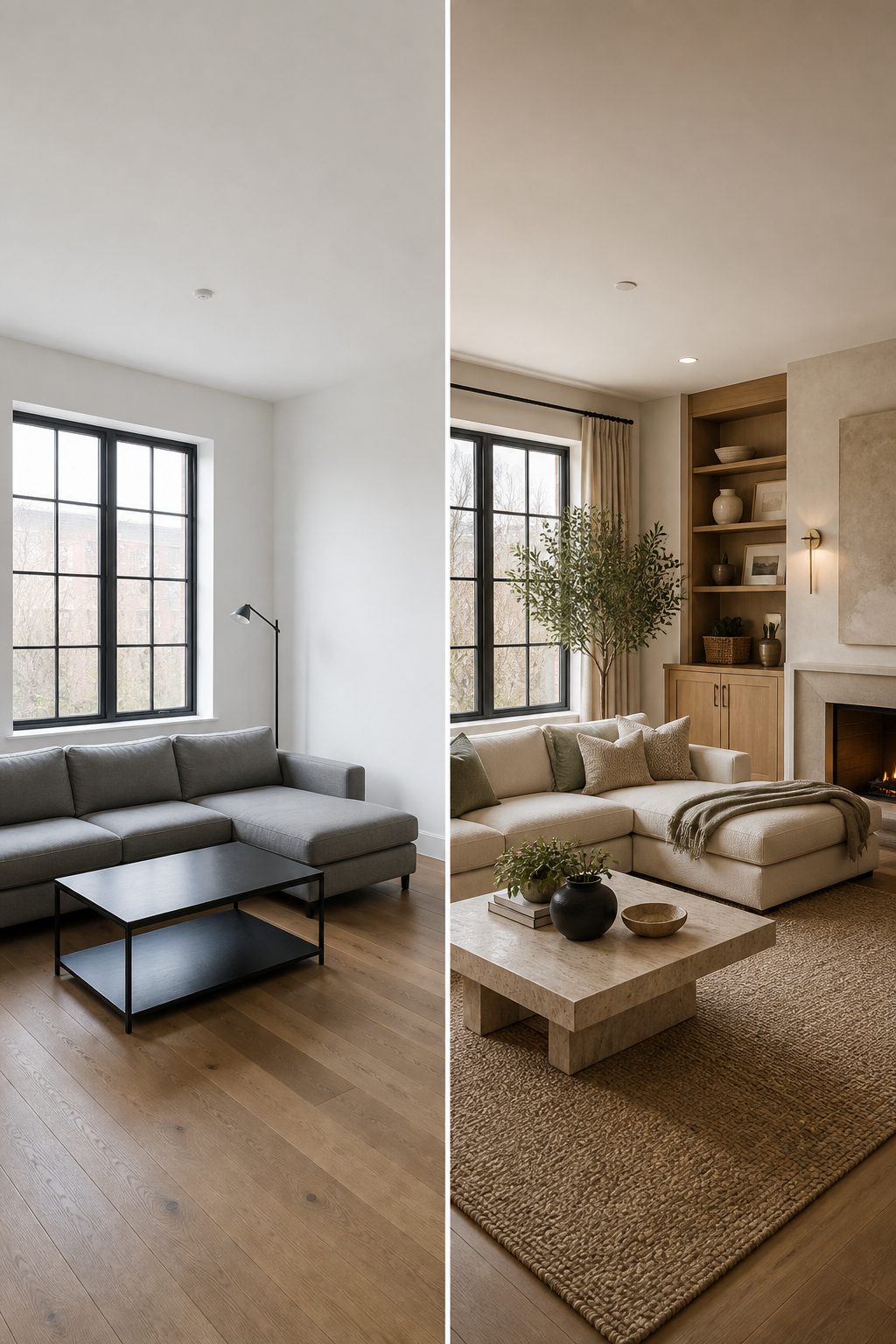 Living room, cozy built-ins