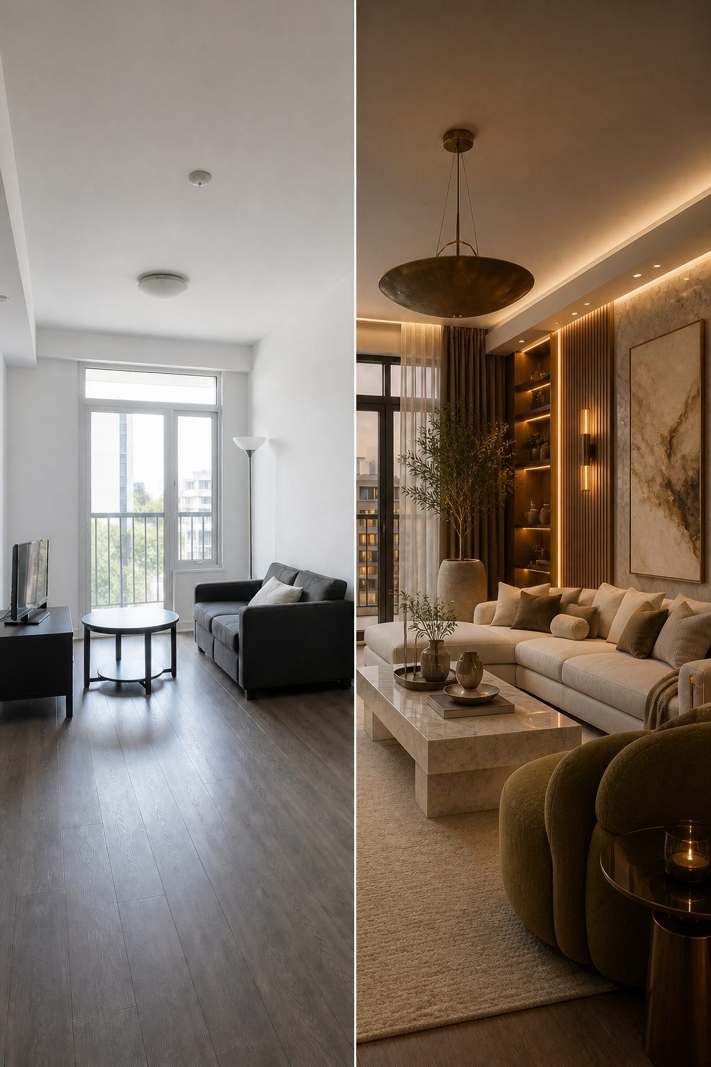 Living room, warm luxe