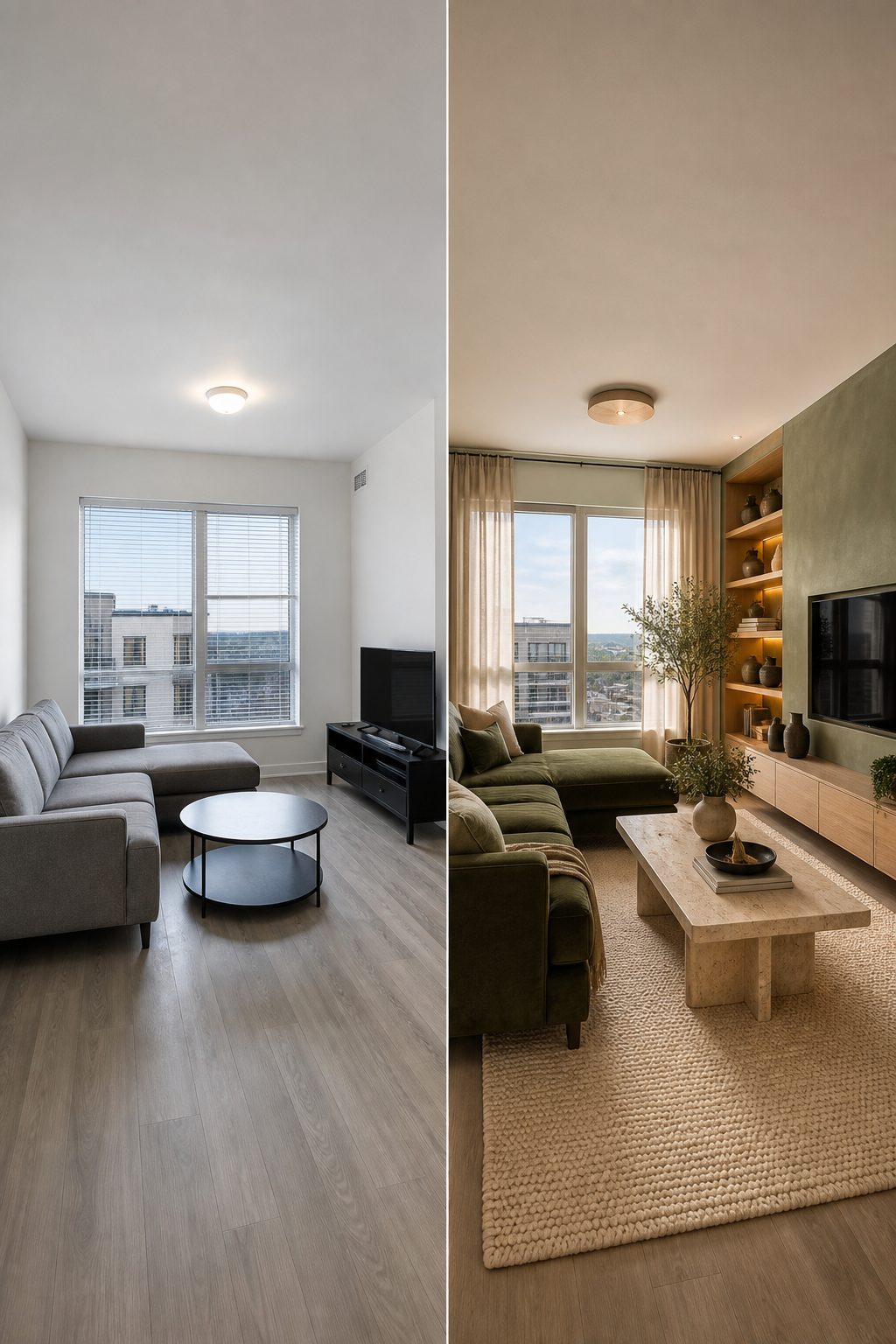 Living room, warm olive